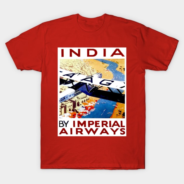 Imperial Airways Vintage Travel to India Print T-Shirt by posterbobs